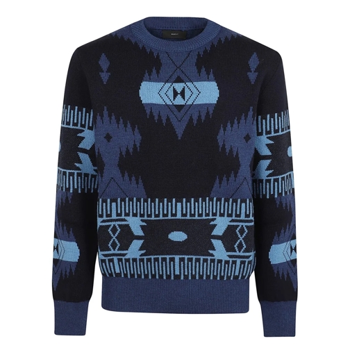 Alanui Pullover Icon Jacquard Sweater Blue