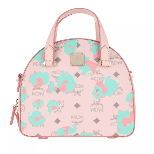 MCM Essential Floral Leopard Tote Bag Small Powder Pink Bowling Bag