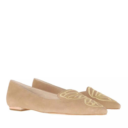Sophia Webster Butterfly Embroidery Flat Suede Camel Mocassino