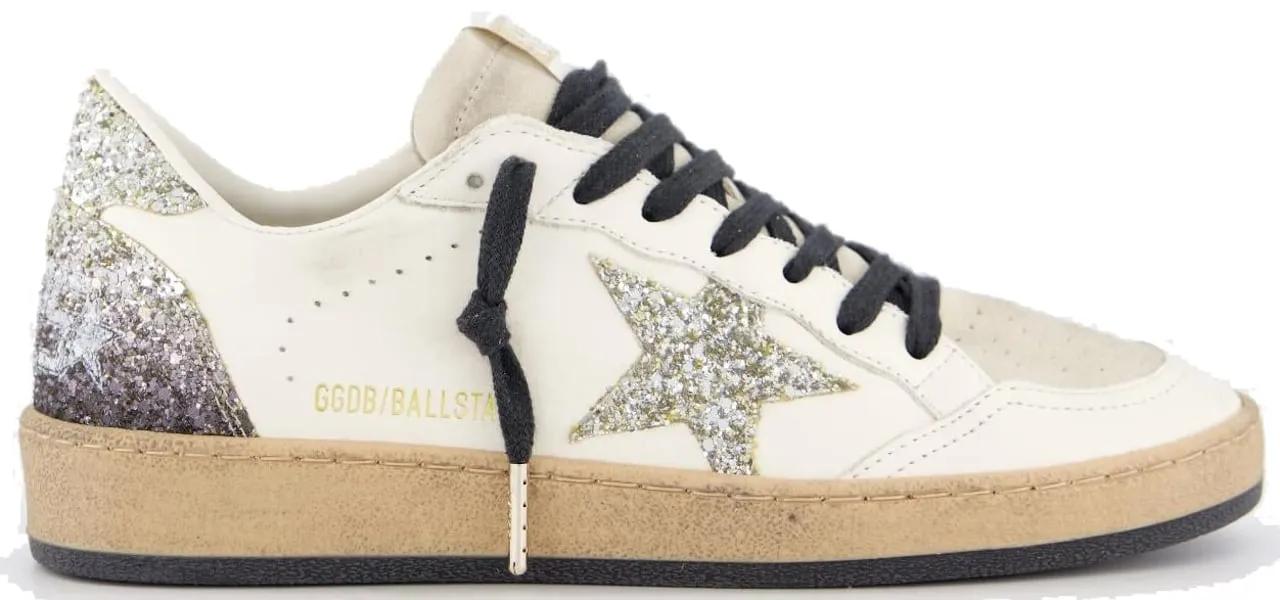 Golden Goose Low-Top Sneaker - Dames Ball Star Sneaker Wit/Glitter - Gr. 37 (EU) - in Creme - für Damen