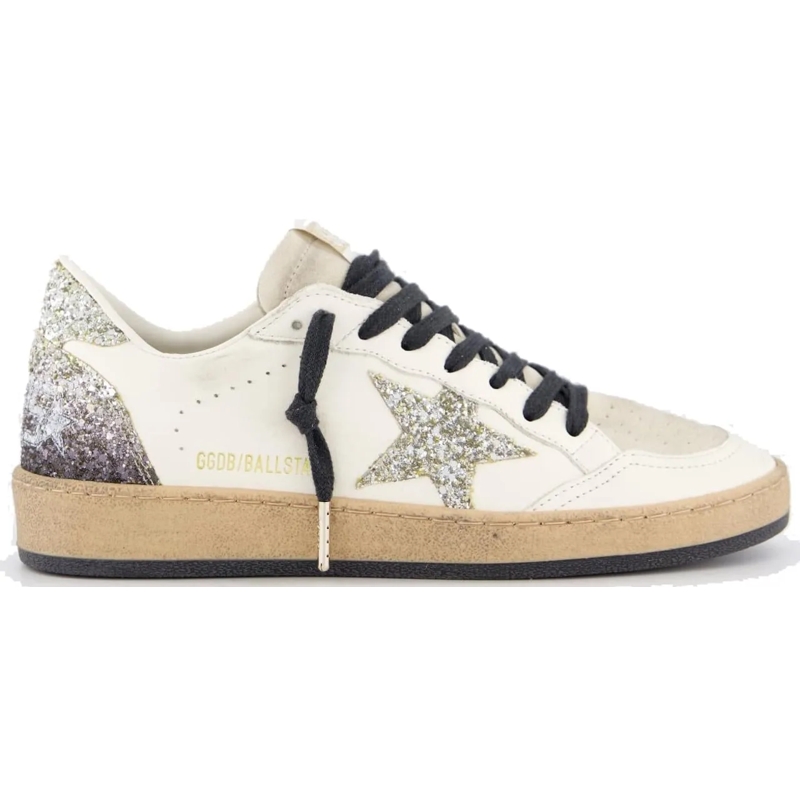 Golden Goose Low-Top-Sneaker Dames Ball Star Sneaker Wit/Glitter Weiß