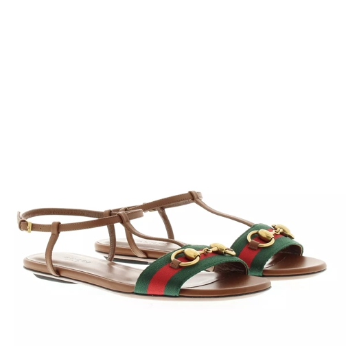 Gucci Leather T-Strap Sandal Brown Sandaal