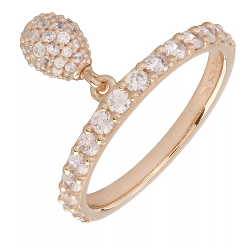 Little Luxuries by VILMAS Vita New White Ring Pile Drop  Yellow Gold Plated Pavéprydd Ring