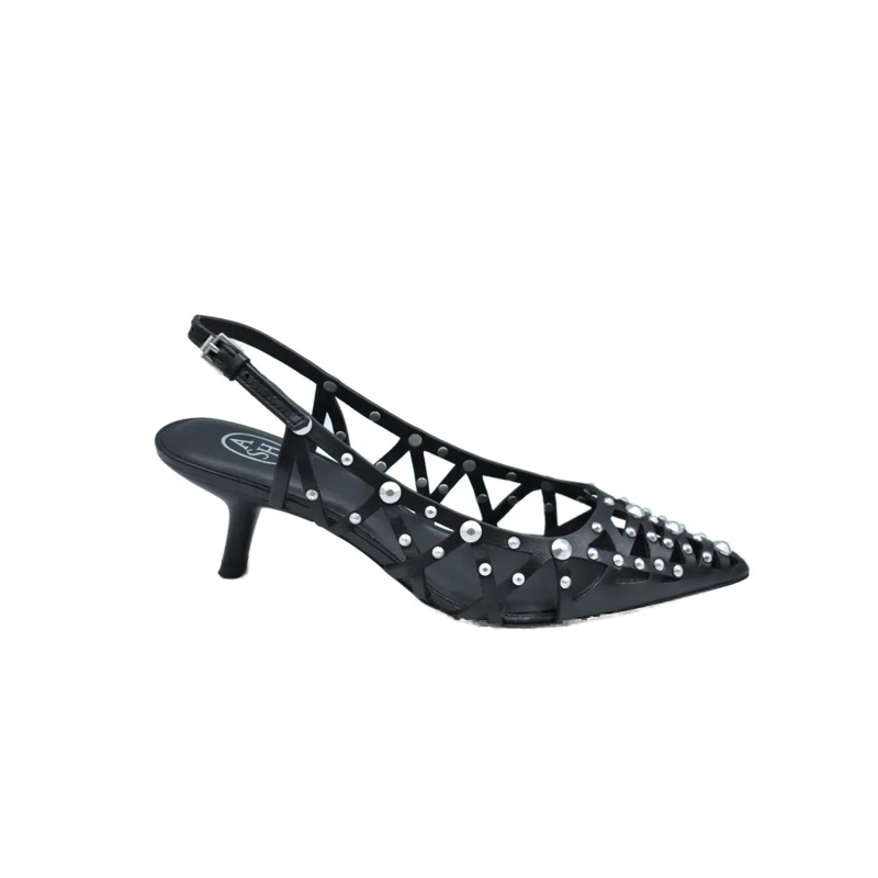 Ash Escarpins Laced Black Low-Cut Shoes With Metallic Studs Black
