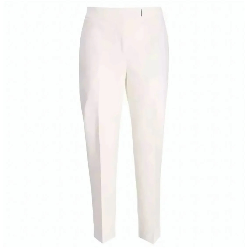 Boss  Milanese Stitch Cropped Trousers With Tailored Fit White