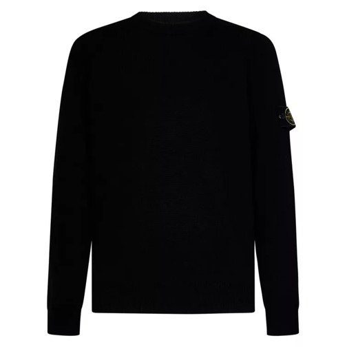 Stone Island Black Wool Blend Sweater Black Jumper i ull