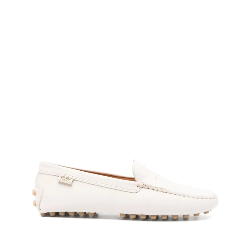 Tod's Low-Top-Sneaker Moccasin-Style Flat Shoes In Smooth Calfskin White