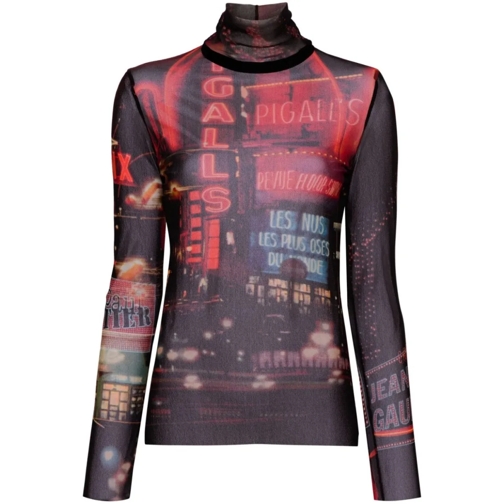 Jean Paul Gaultier Langärmelige Oberteile Pigalle Printed Long Sleeve Top Black