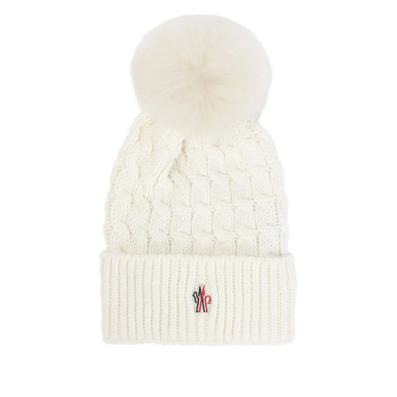 Moncler Hut Knitted Beanie Hat White