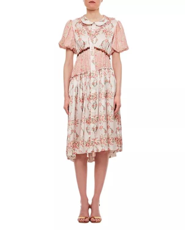 Simone Rocha - Asymmetric Baloon Sleeve Midi Dress - Größe 10 - pink