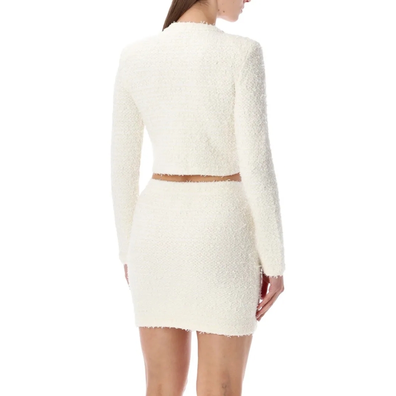 Self Portrait Vest Cream Bouclé Knit Cropped Cardigan Neutrals