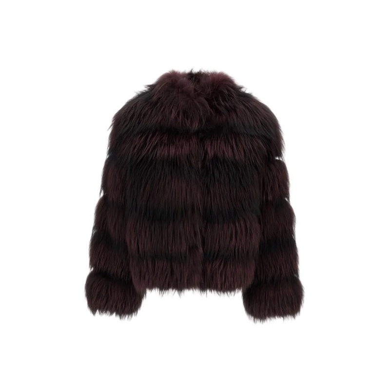 Simonetta Ravizza Jas in omgekeerd lam Paris Silver Fox Jacket Burgundy