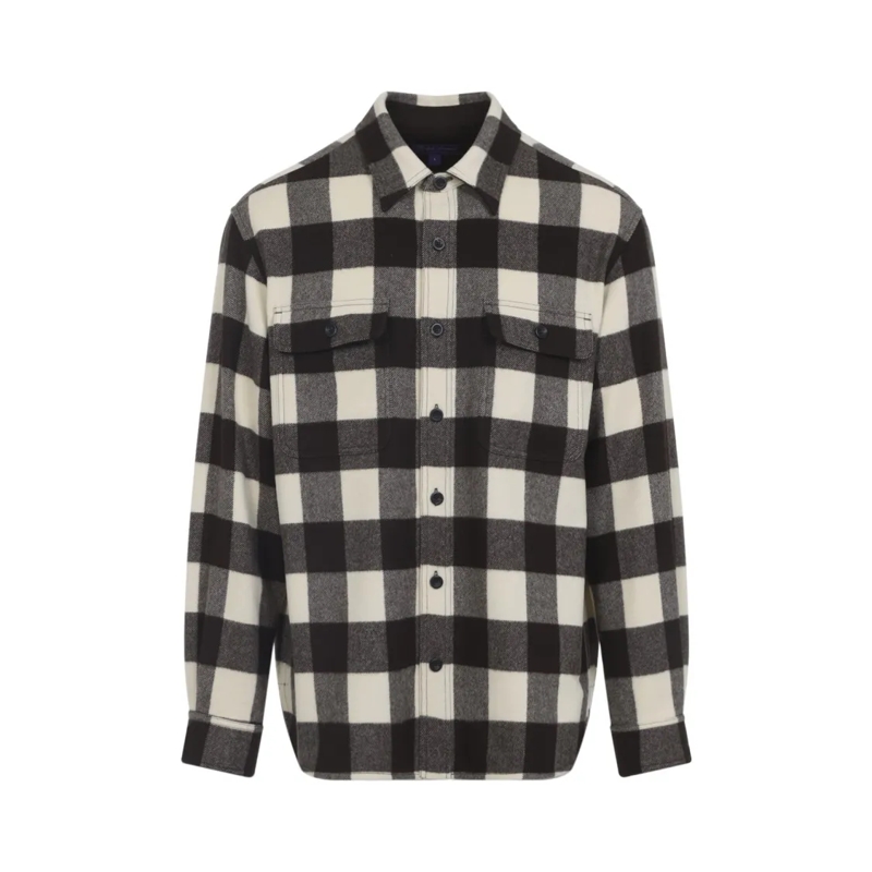 Ralph Lauren X Purple Label Chemise Classic Checkered Wool Shirt With Button-Down Fron Multicolor