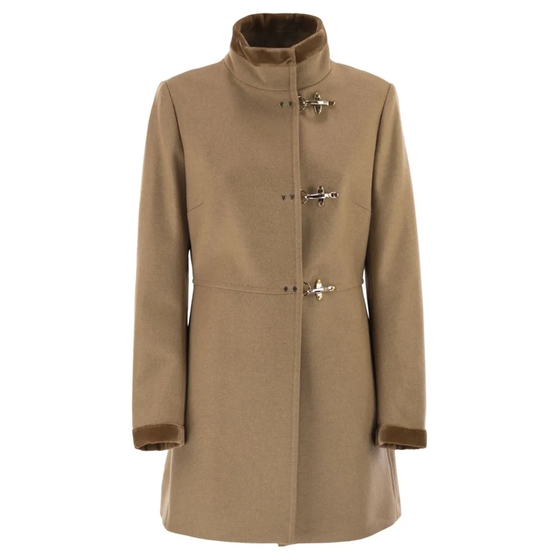 Fay Overgangsmantel Virginia Coat In Mélange Wool Cloth Brown