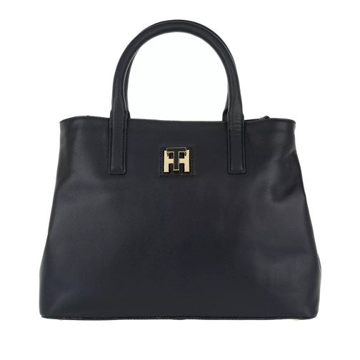 Tommy Hilfiger Twist Leather Small Tote Tommy Navy Satchel