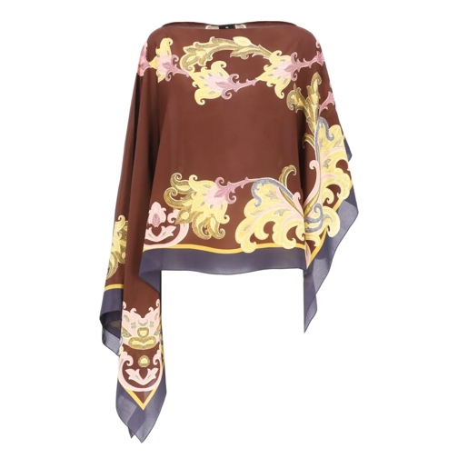 Etro Chemisiers Silk Poncho Brown