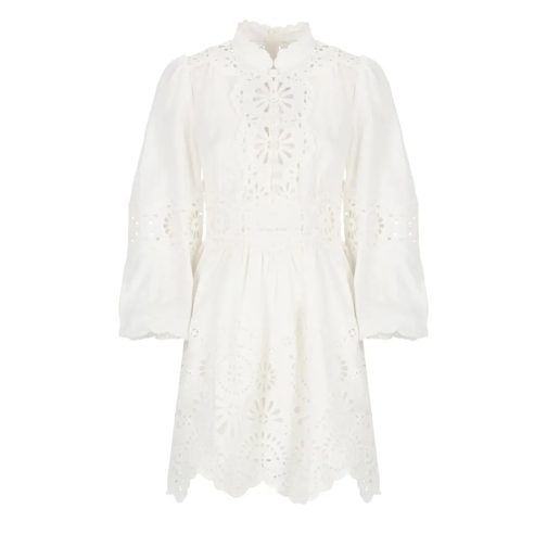 Zimmermann Mini Jurken Acacia Broderie Dress White