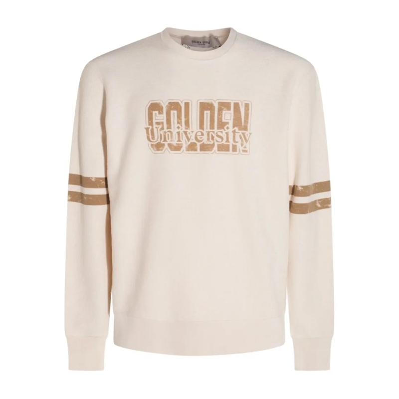 Golden Goose Pull Cream Sweater With Bold Text Design And Contrast S Neutrals