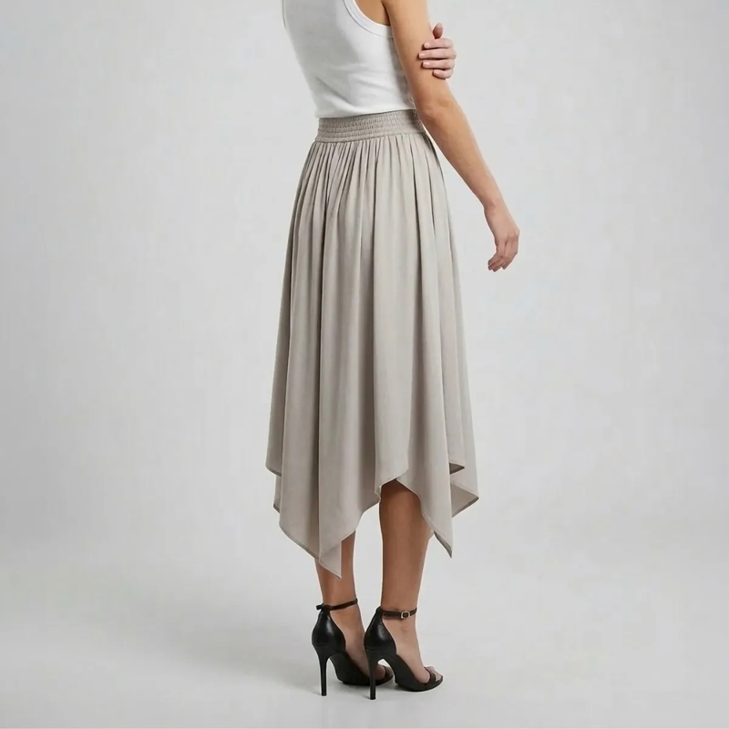 Helene Galwas Midirock Rock aus Seidensatin ILKARE beige(Image 4)