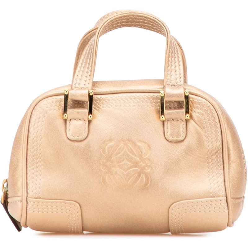 Loewe Schultertasche Micro Metallic Leather Amazona Satchel gold
