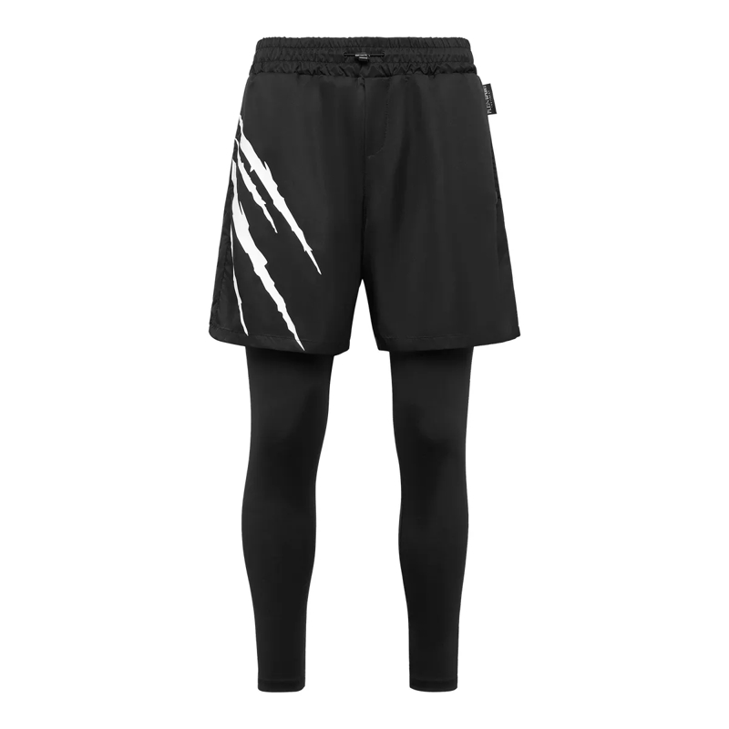 Plein Sport Leggings 2-In-1 Laufhose Scratch schwarz