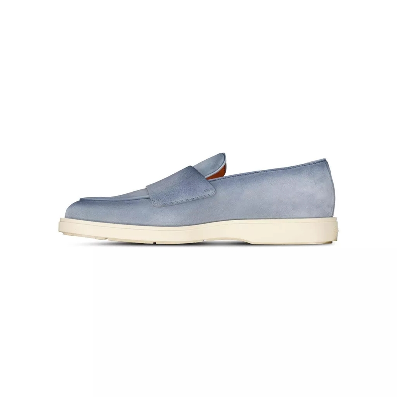 Santoni Schnürschuhe Doppel-Monkstraps aus Veloursleder Hellblau(Image 6)