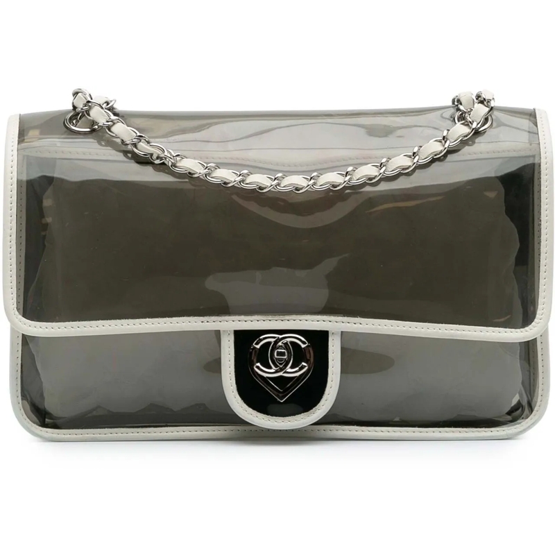 Chanel Schultertasche Large PVC and Lambskin Naked Flap weiß