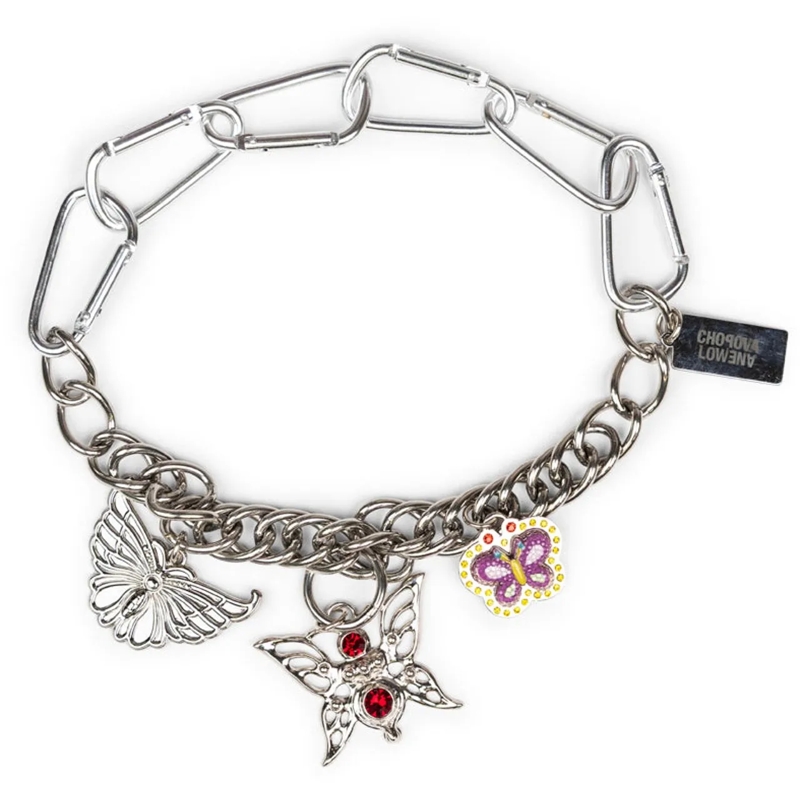 Chopova Lowena  THREE BUTTERFLIES CARABINER NECKLACE SILVER silber