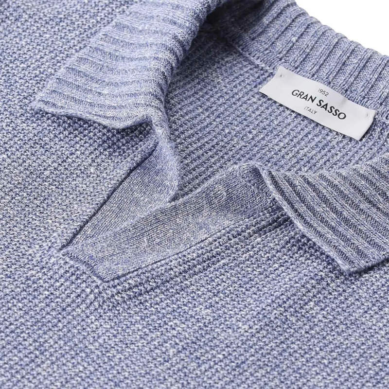 Gran Sasso  Poloshirt aus Leinenmix blau(Image 3)