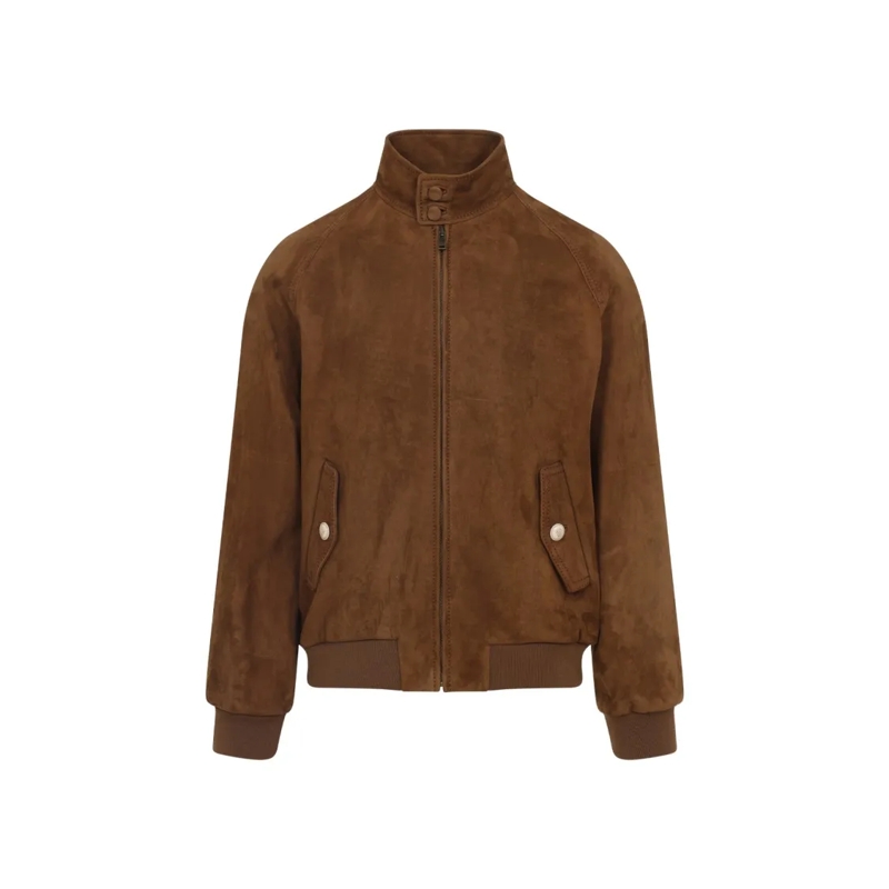 Valentino Garavani Blouson aviateur Brown Lambskin Suede Jacket Brown