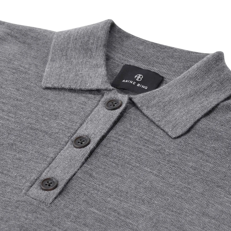 Anine Bing Polo Pullover Lee aus Merinowolle & Kaschmir grau(Image 3)