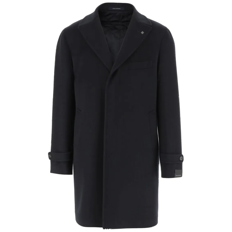 Tagliatore  Tailored Wool Coat With Charm Logo And Front Pocke Black