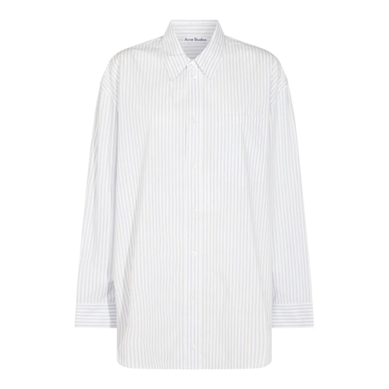 Acne Studios Overhemd Relaxed Fit Striped Shirt With Classic Collar White