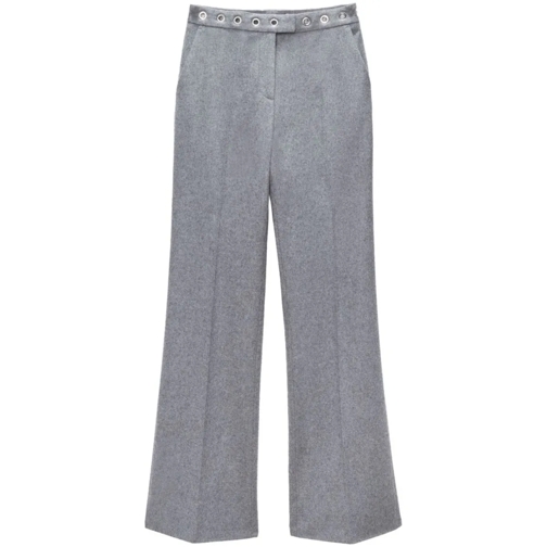 MSGM  Eyelet-Detail Tailored Trousers Grey