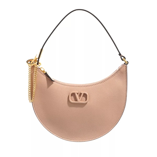 Valentino Garavani Mini V-Logo Signature Hobo Bag Leather Rose Canelle Hobo Bag
