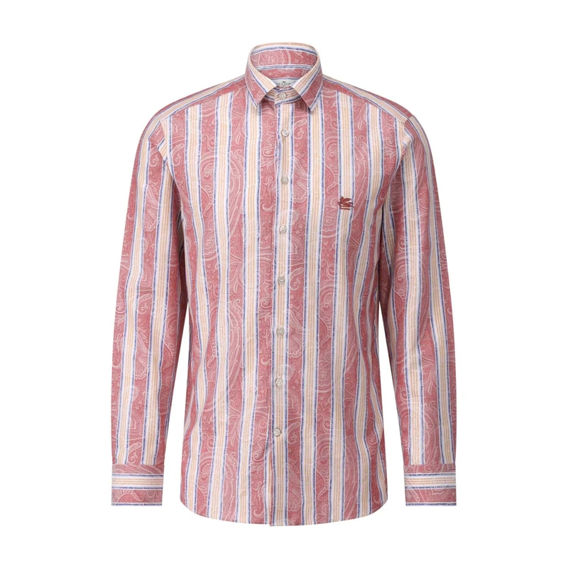 Etro  Hemd mit Paisley-Muster und Streifen Rot