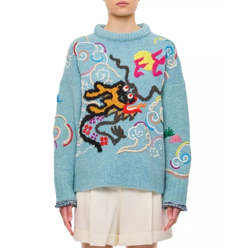 Yanyan Wool Dragon Pullover Blue 