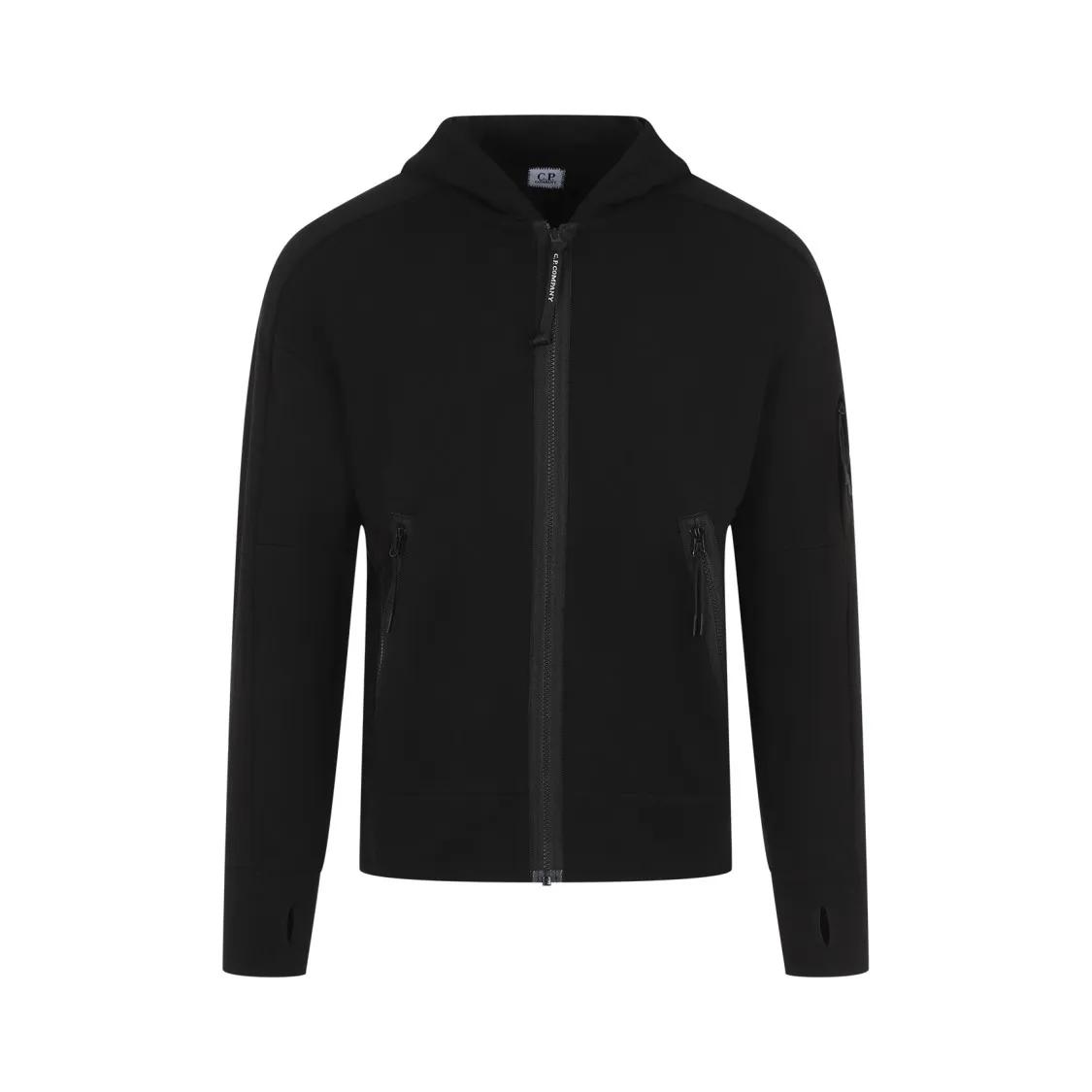 CP Company - Black Cotton Hoodie - Größe L - schwarz