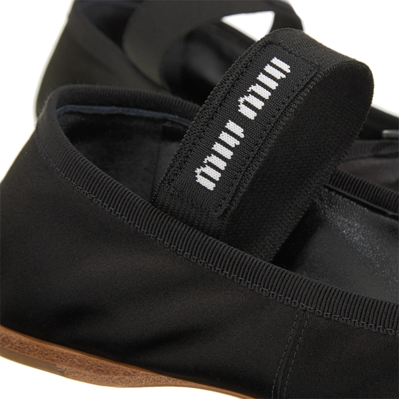 Miu Miu Ballerinas Satin Ballet Flats Black(Image 4)