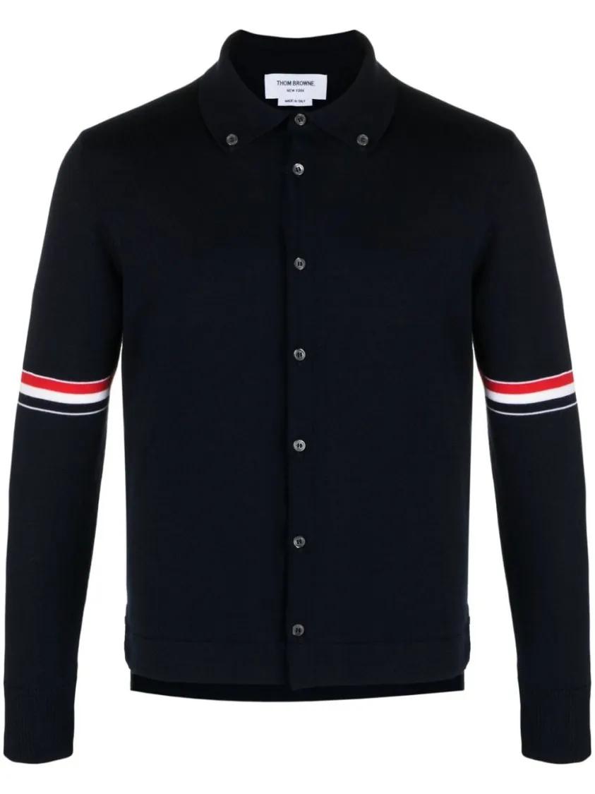 Thom Browne - Rwb Intarsia Cardigan - Größe 2 - schwarz