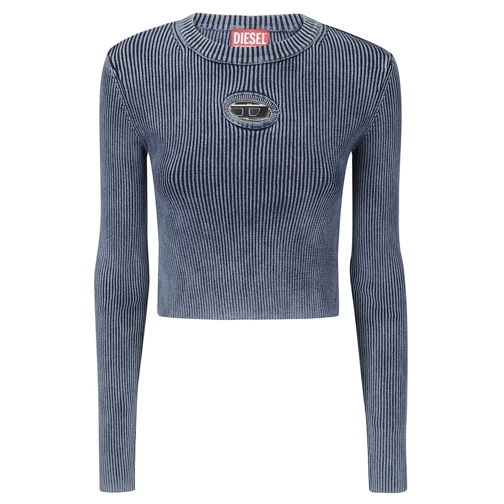 Diesel Langärmelige Oberteile Ribbed Cropped T-Shirt Blue