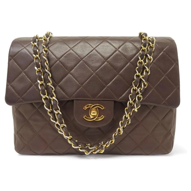Chanel Schultertasche VINTAGE CHANEL TIMELESS SQUARE AUS GEQUILTETEM LED braun