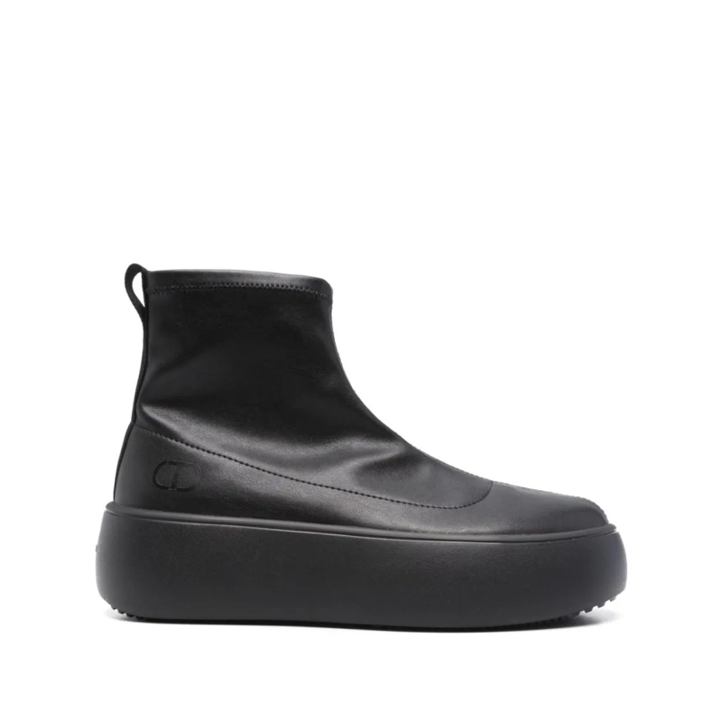 Twin-Set Bottes Black Ankle Boots With Elevated Platform Sole Black