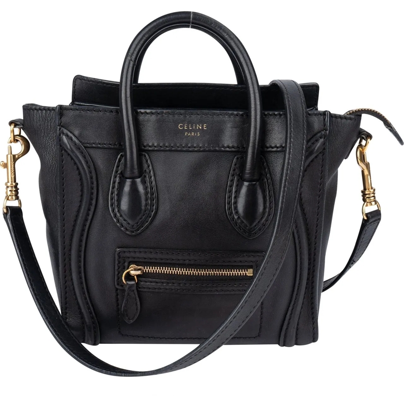 Celine Tote Celine Drummed Calfskin Luggage Handbag schwarz