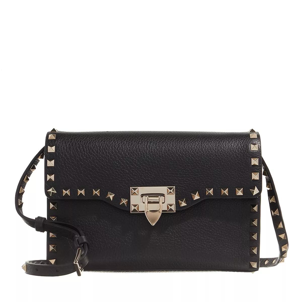 Valentino Garavani Rockstud Small Grainy Leather Crossbody Bag Black