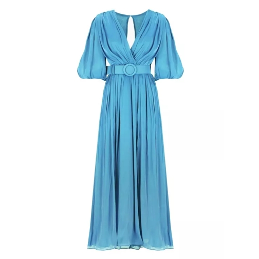 Costalleros Turquoise Costarellos Lurex Georgette Dress Blue 