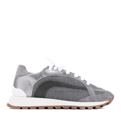 Brunello Cucinelli Grey Leather Sneakers Grey Plateau Sneaker