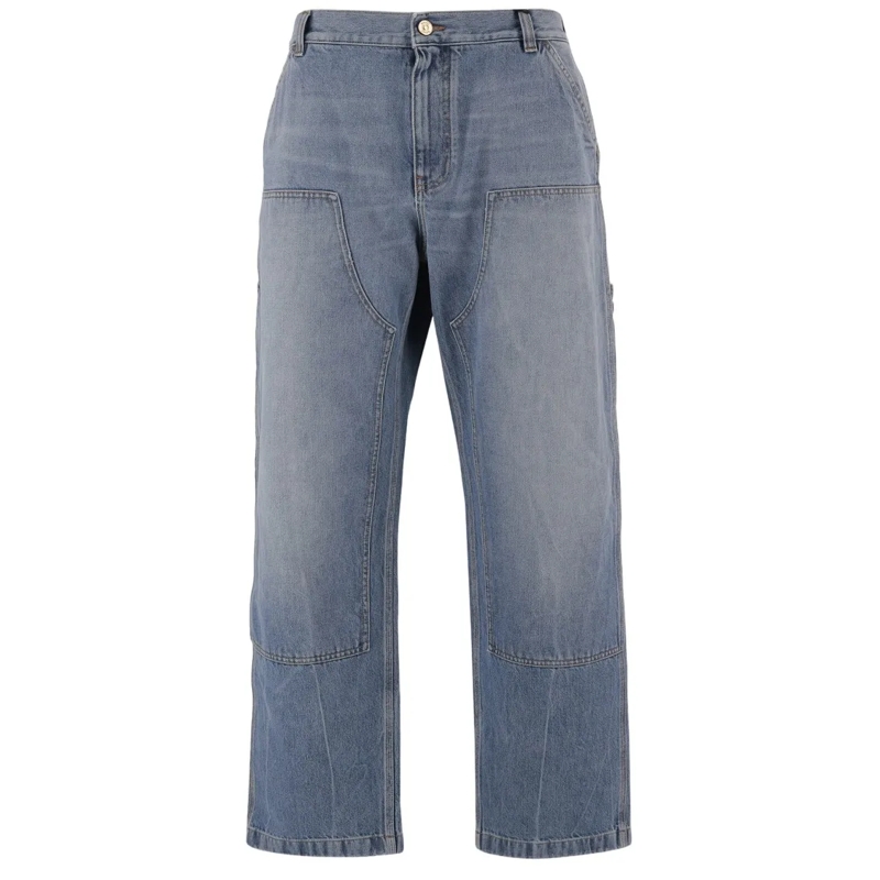 Versace Jeans Washed Blue Denim Jeans With Multi-Pocket Design Grey