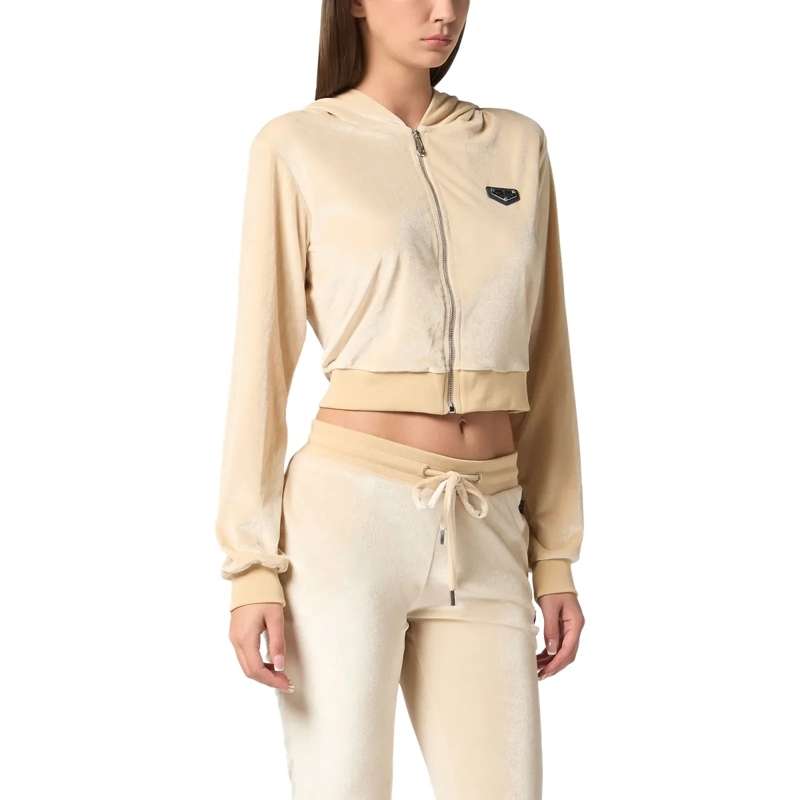 Philipp Plein Daunenjacke Sweatjacke Mit Kapuze Skull Mit Schmucksteinen beige(Image 3)