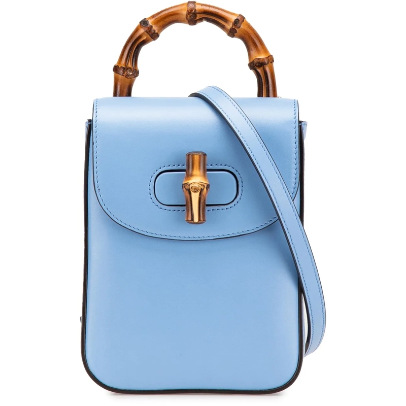Gucci Sac à bandoulière Mini Calfskin Bamboo Top Handle Bag blau